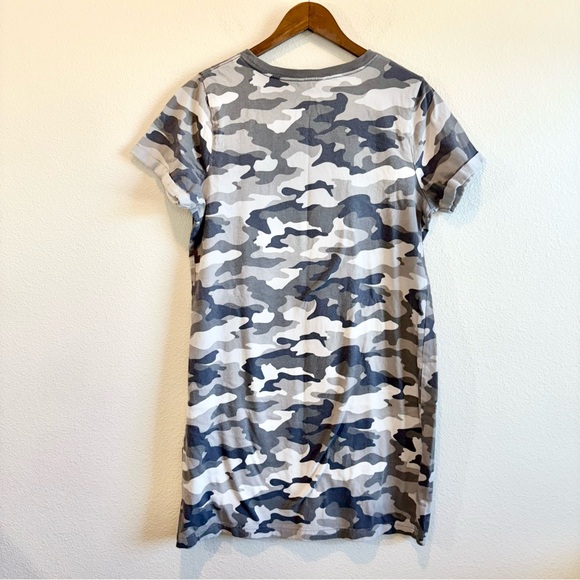 Sonoma Women’s Camo T-Shirt Dress Gray Short Sleeve Casual Cotton Size Large - Picture 10 of 11